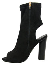 Betani Women's Peep Toe Cut Out Open Back Heel Zipper Bootie