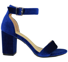 Chase & Chloe Women's Velvet Stacked Chunky Heel Strappy Platform Sandal