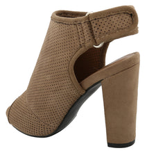 Top Moda Women's Perforated Cutout Laser Chunky Stacked Heel Ankle Bootie