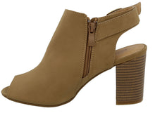 Top Moda Women's Cutout Buckle Peep Toe Chunky Stacked Heel Ankle Bootie