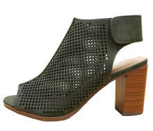 Cambridge Select Women's Laser Cut Slingback Stacked Heel Pump Bootie