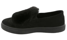 Top Moda Women's Faux Fur Pom Pom Slip On Fashion Sneaker