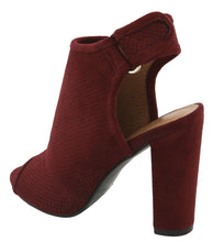 Top Moda Women's Perforated Cutout Laser Chunky Stacked Heel Ankle Bootie