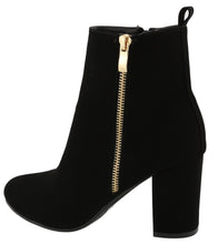 Top Moda Women's Exposed Zipper Block Heel Round Toe Ankle Bootie