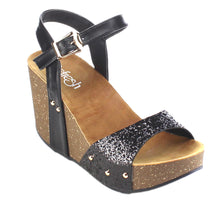 Refresh Women's Mara-08 Platform Cork Wedge Glitter
