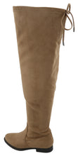 Top Moda Women's Over the Knee Drawstring Stretch Flat Block Heel Boot