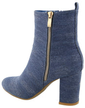 Top Moda Women's Exposed Zipper Block Heel Round Toe Ankle Bootie