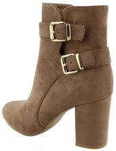 Top Moda Women's Western Strappy Buckle Chunky Stacked Block Heel Ankle Bootie