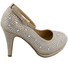 Top Moda Women's Embellished Rhinestone Ankle Strap Round Toe Pump