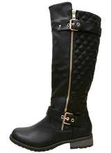 Cambridge Select Women's Quilted Side Zip Knee High Flat Riding Boots