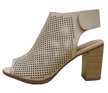 Cambridge Select Women's Laser Cut Slingback Stacked Heel Pump Bootie