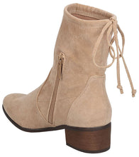 Breckelle's Women's Closed Toe Back Tie Drawstring Mid-Calf Block Heel Boot
