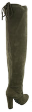 Top Moda Women's Over The Knee Thigh High Adjustable Lace Back Stacked Chunky Heel Boot