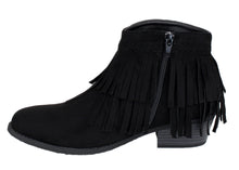 Refresh AD41 Women's Fringe Side Zipper Block Heel Ankle Booties