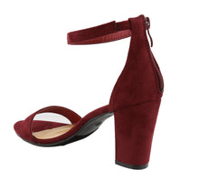 Top Moda Women's Hannah-1 Single Band Chunky/Block Heel Sandal With Ankle Strap and Zipper Closure