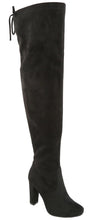 Top Moda Women's Over The Knee Thigh High Adjustable Lace Back Stacked Chunky Heel Boot