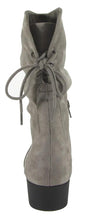 Soda Women's Slouch Back Tie Fold Over Cuff Low Stacked Heel Boot