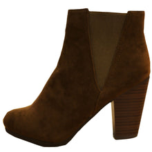 Breckelle's Women's Sueded Elastic Panel Inner Zip Chunky Heel Bootie