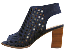 Cambridge Select Women's Laser Cut Slingback Stacked Heel Pump Bootie