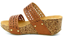 Refresh Footwear Women's Slip On Laser Cut Platform Sandal
