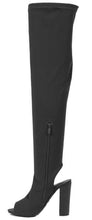 Forever Link Women's Thigh High Stacked Chunky Heel Peep Toe Boot
