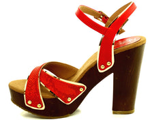 Refresh Footwear Women's Snake Print Metallic Crisscross Platform Sandal