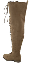 Top Moda Women's Lace Up Front Over The Knee Thigh High Flat Heel Boot