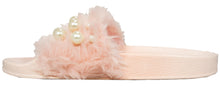 Betani Women's Embellished Faux Fur Pearl Slipper Slide Sandal