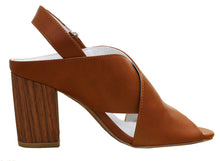 Wild Diva Women's Crisscross Slingback Peep Toe Tacked Wooden Heeled Sandal