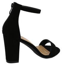 Top Moda Women's Ankle Wrap Back Zip Chunky Block Heel Open Toe Dress Sandal