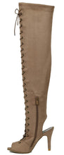 Forever Link Women's Lace Up Thigh High Peep Toe Boot