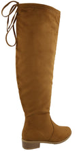 Top Moda Women's Over The Knee Adjustable Tie Stacked Heeled Boot