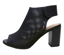 Cambridge Select Women's Laser Cut Slingback Stacked Heel Pump Bootie