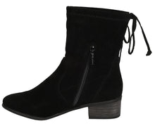 Breckelle's Women's Closed Toe Back Tie Drawstring Mid-Calf Block Heel Boot