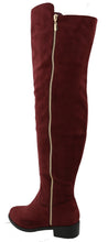 Top Moda Women's Closed Round Toe Zipper Low Heel Over the Knee Boot