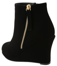 Top Moda Women's Closed Toe Side Zip Platform Wedge Ankle Bootie