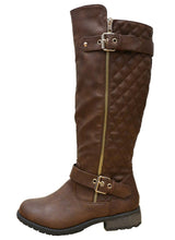 Cambridge Select Women's Quilted Side Zip Knee High Flat Riding Boots