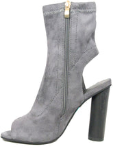 Betani Women's Peep Toe Cut Out Open Back Heel Zipper Bootie