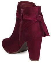 Breckelle's Women's Wrap Around Bow Chunky Stacked Wrapped Heel Ankle Bootie