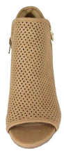 Delicious Women's Laser Cut Perforated Stacked Chunky Block Heel Bootie