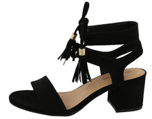 Top Moda Women's Tassel Stacked Block Heel Gladiator Sandal