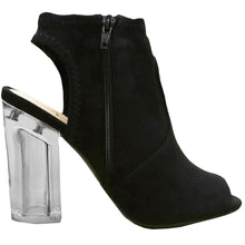 Delicious Women's Embroidered Rose Floral Lucite Clear Heel Peep Toe Bootie