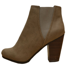 Breckelle's Women's Elastic Panel Inner Zip Chunky Heel Bootie