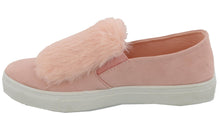 Top Moda Women's Faux Fur Pom Pom Slip On Fashion Sneaker
