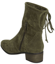 Breckelle's Women's Closed Toe Back Tie Drawstring Mid-Calf Block Heel Boot