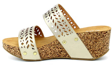 Refresh Footwear Women's Slip On Laser Cut Platform Sandal
