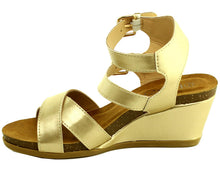 Refresh Footwear Women's Double Buckle Strappy Crisscross Wedge Sandal