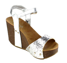 Refresh Women's Mara-08 Platform Cork Wedge Glitter