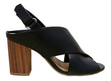 Wild Diva Women's Crisscross Slingback Peep Toe Tacked Wooden Heeled Sandal