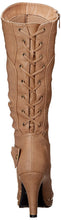 Top Moda PAGE-65 Women's Knee High Round Toe Lace-up Slouched High Heel Boots